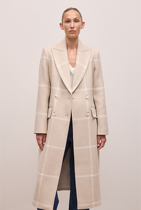 Italian Wool Blend Check Coat