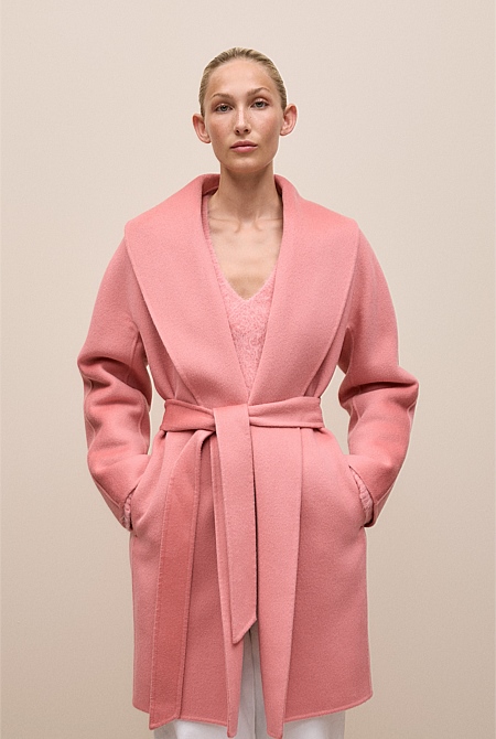 Brushed Wool Wrap Coat