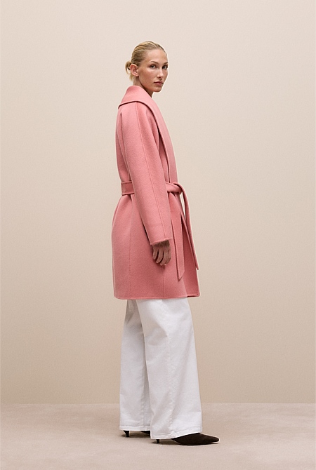 Brushed Wool Wrap Coat