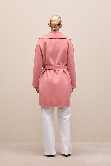 Brushed Wool Wrap Coat