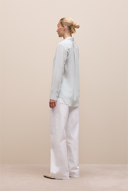 Silk Concealed Placket Shirt