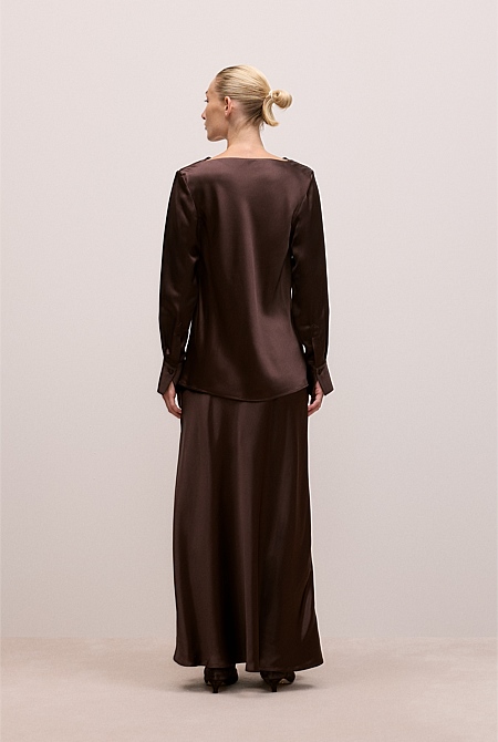 Satin Cowl Neck Top