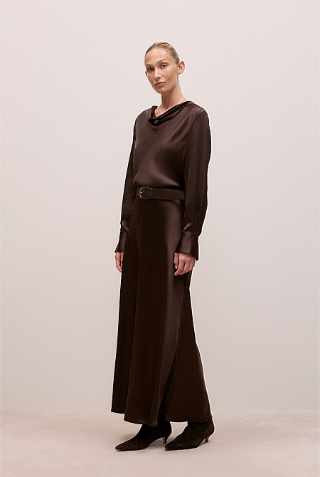 Satin Bias Cut Maxi Skirt