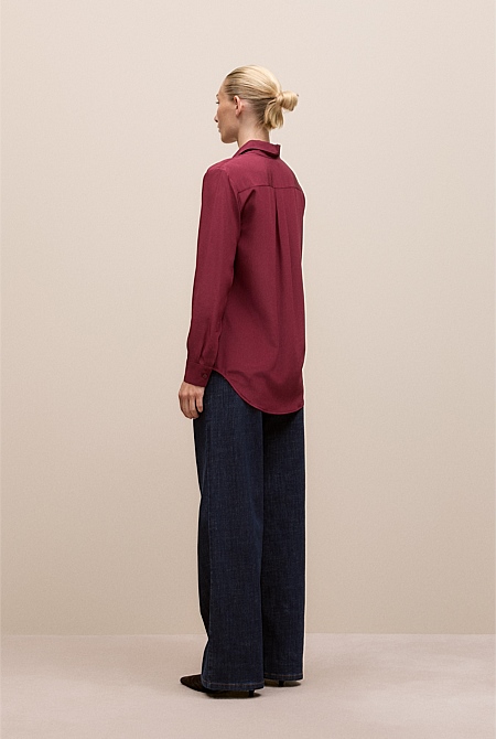 Silk Concealed Placket Shirt