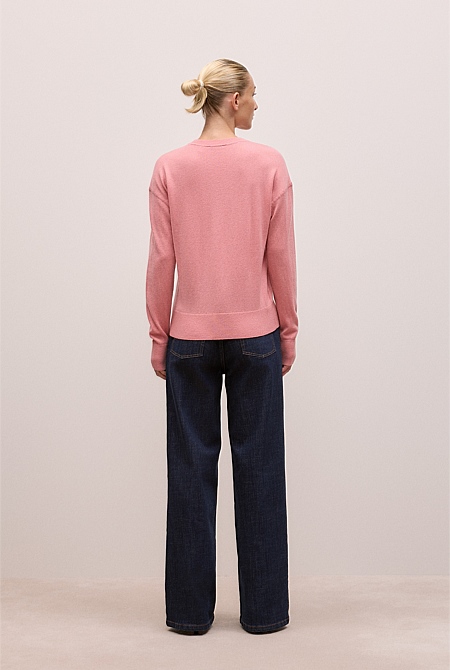 Merino Cashmere Forward Shoulder Seam Crew