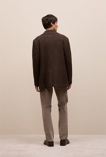 Italian Wool Herringbone Peacoat