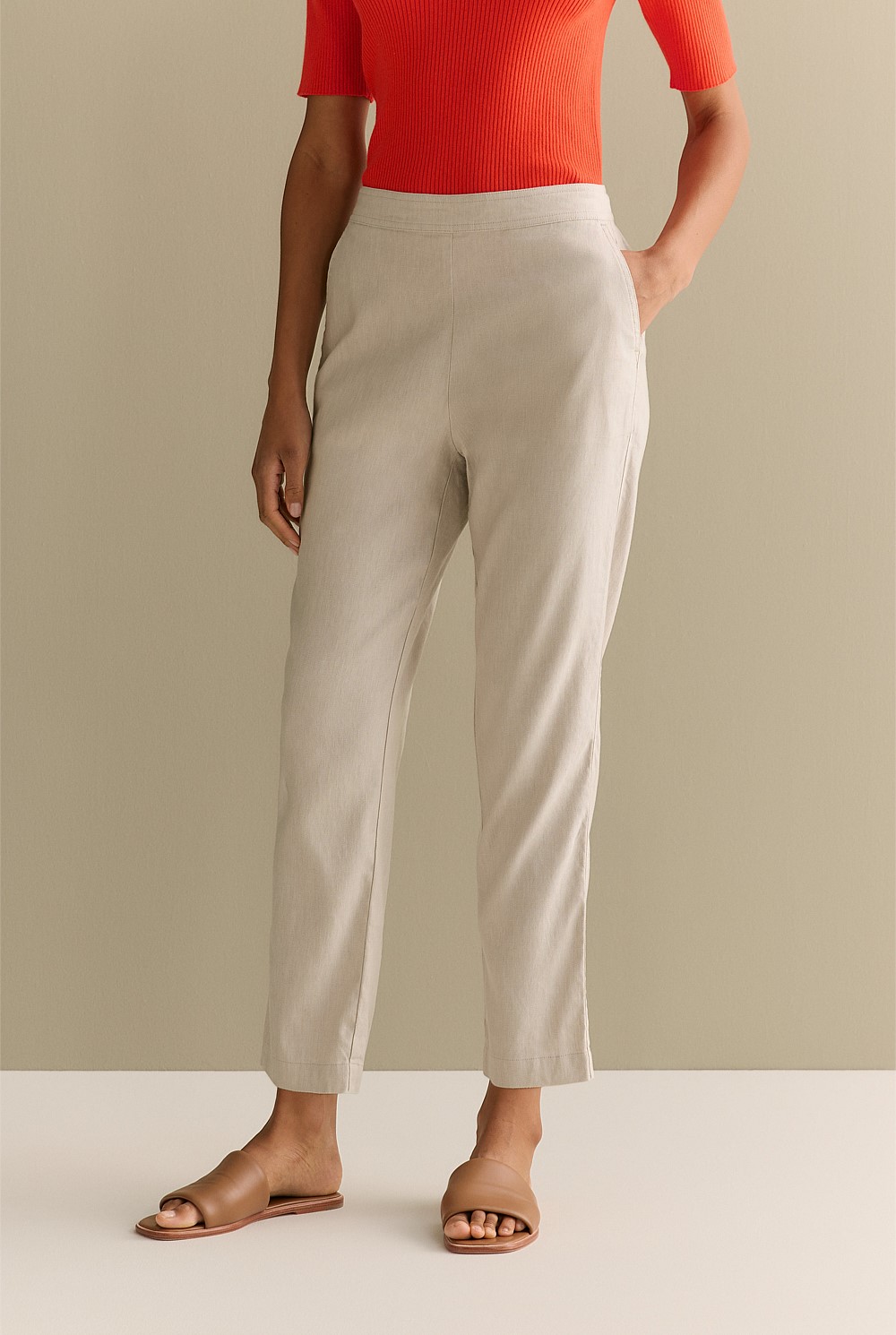 Yarn Dyed Pull On Linen Pants