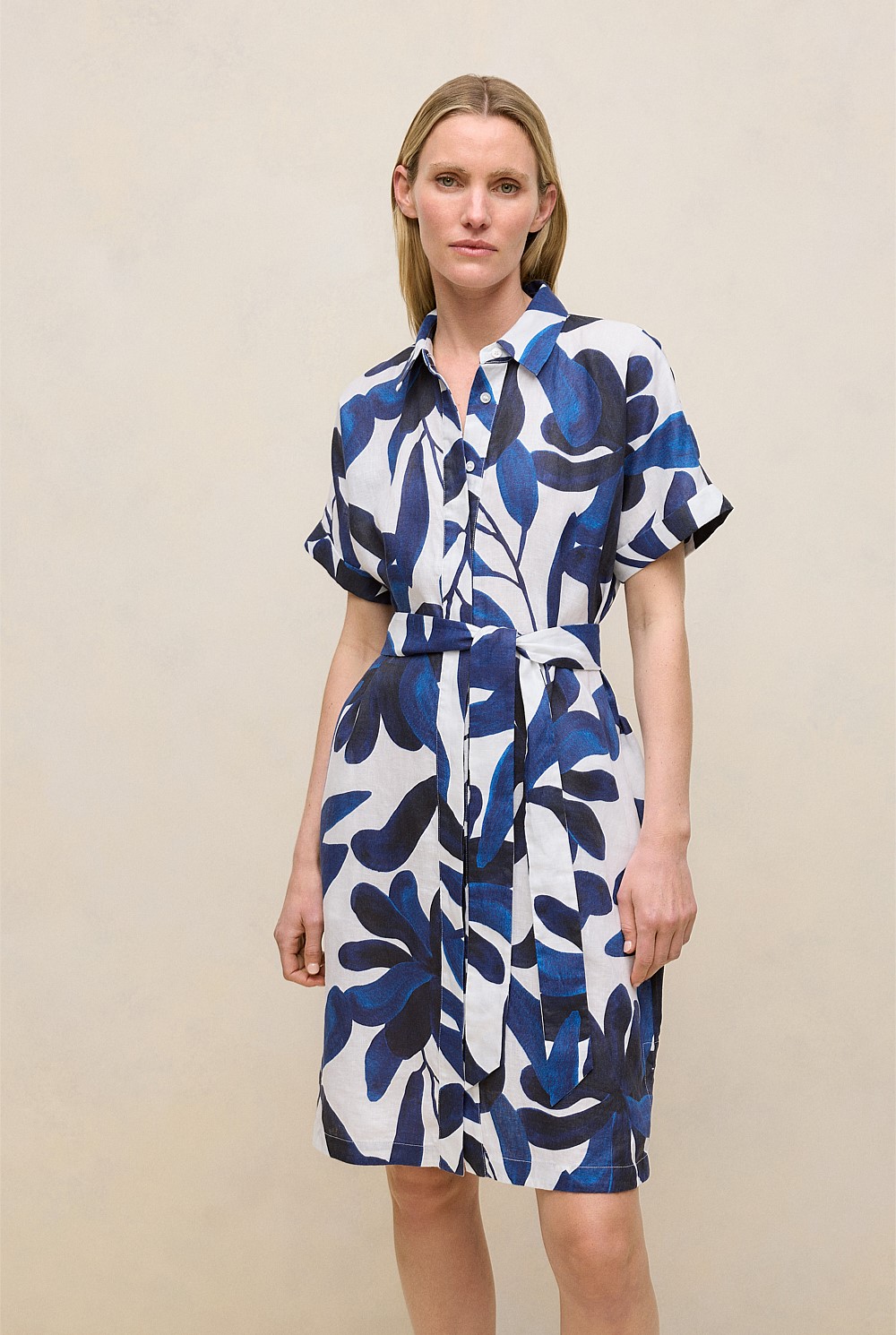White Marea Linen Short Sleeve Shirt Dress - WOMEN Dresses | Trenery White Marea Linen Short Sleeve Shirt Dress - WOMEN Dresses | Trenery