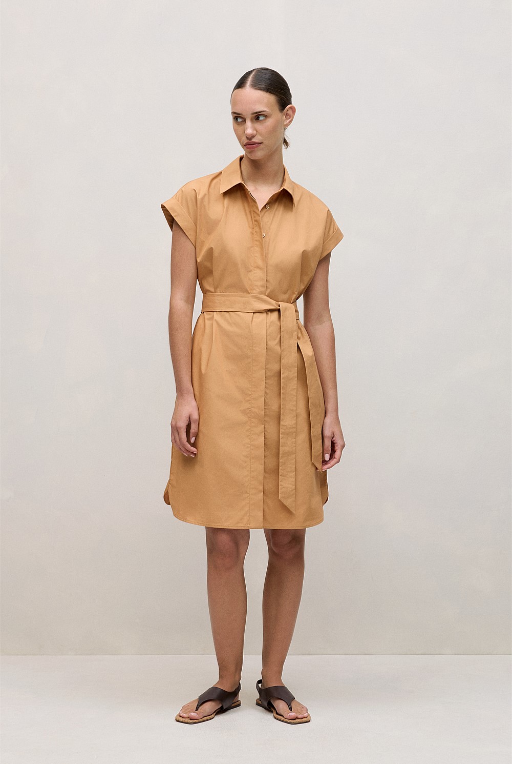 brown mini dress for women Mattea Slinky And Mesh Mini Dress With Scarf main image 1