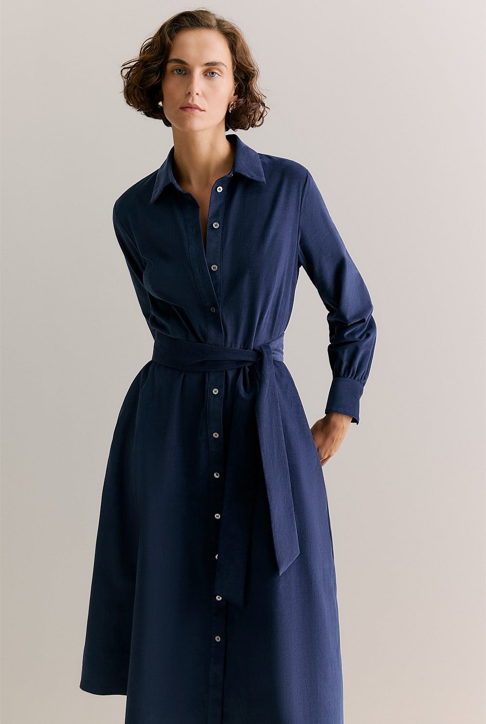button down flowy dress Button Down Flowy Denim Dress With Pockets main image 1