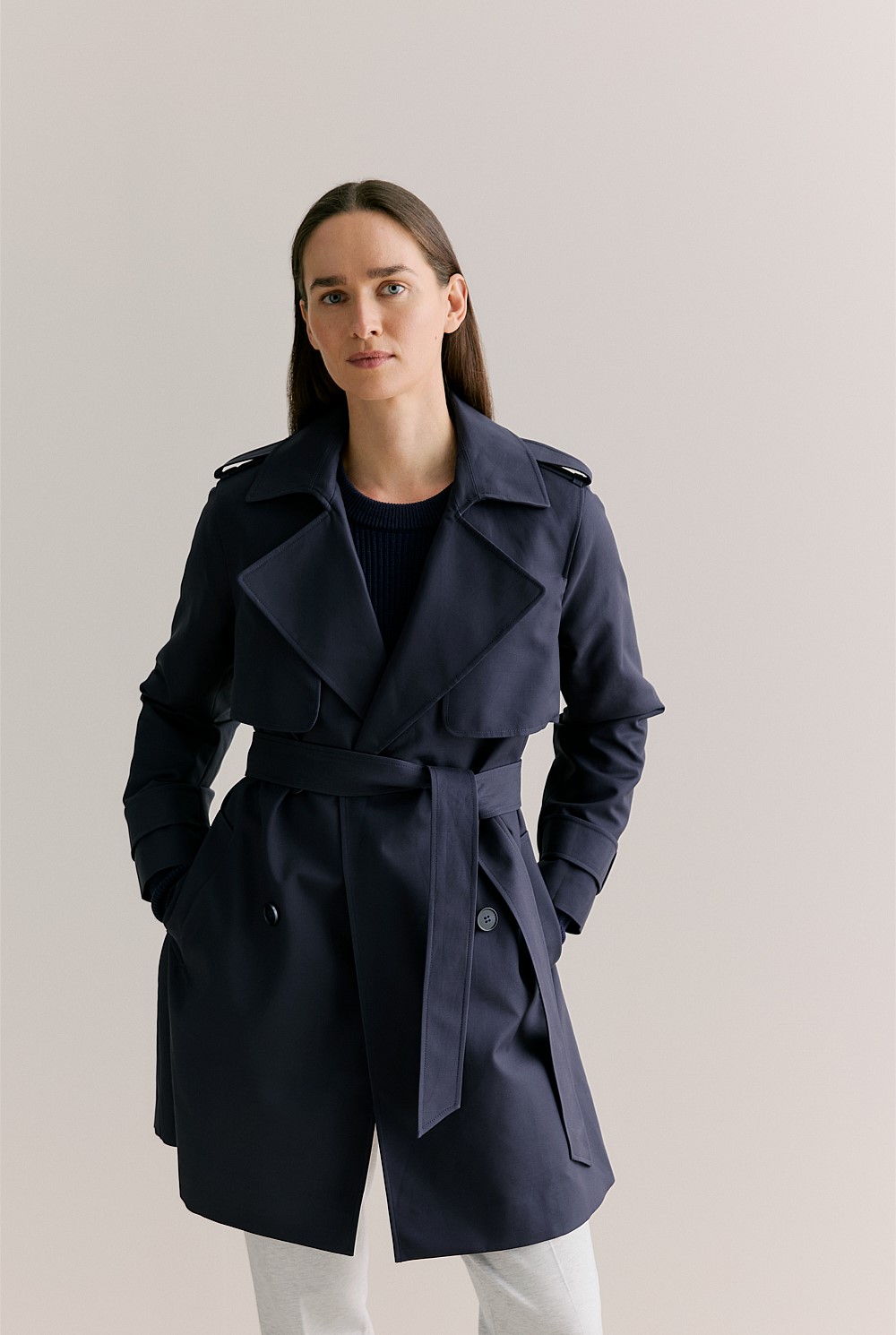 Medium Length Trench Coat Women's Mid Trench Coat Women's Clearance