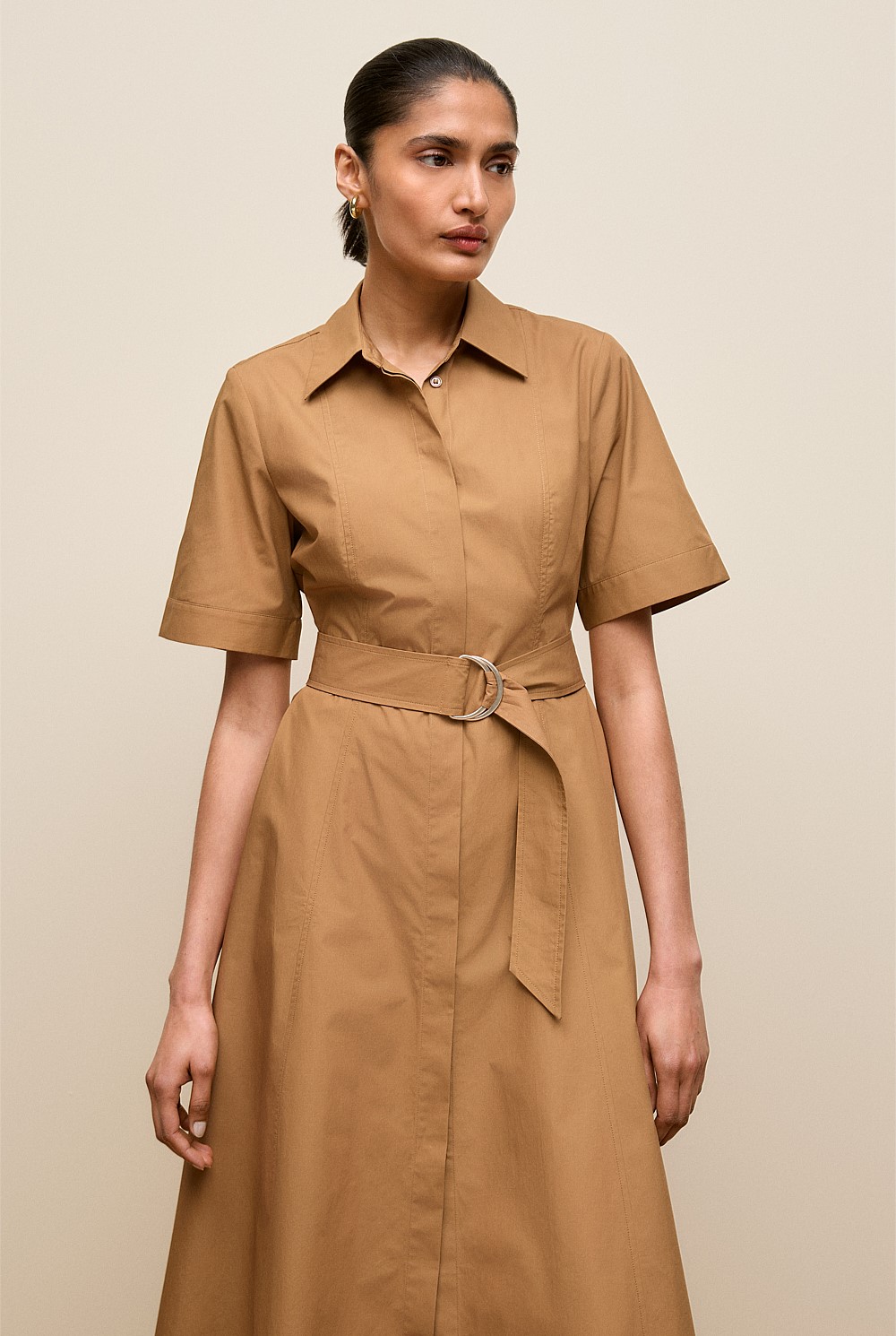 Cotton Poplin Belted Dress