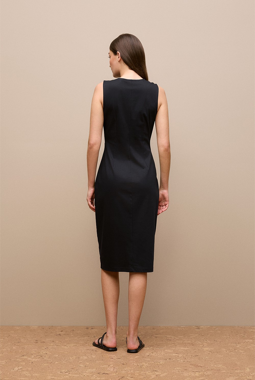 Black Cotton Twist Front Dress - WOMEN Dresses | Trenery