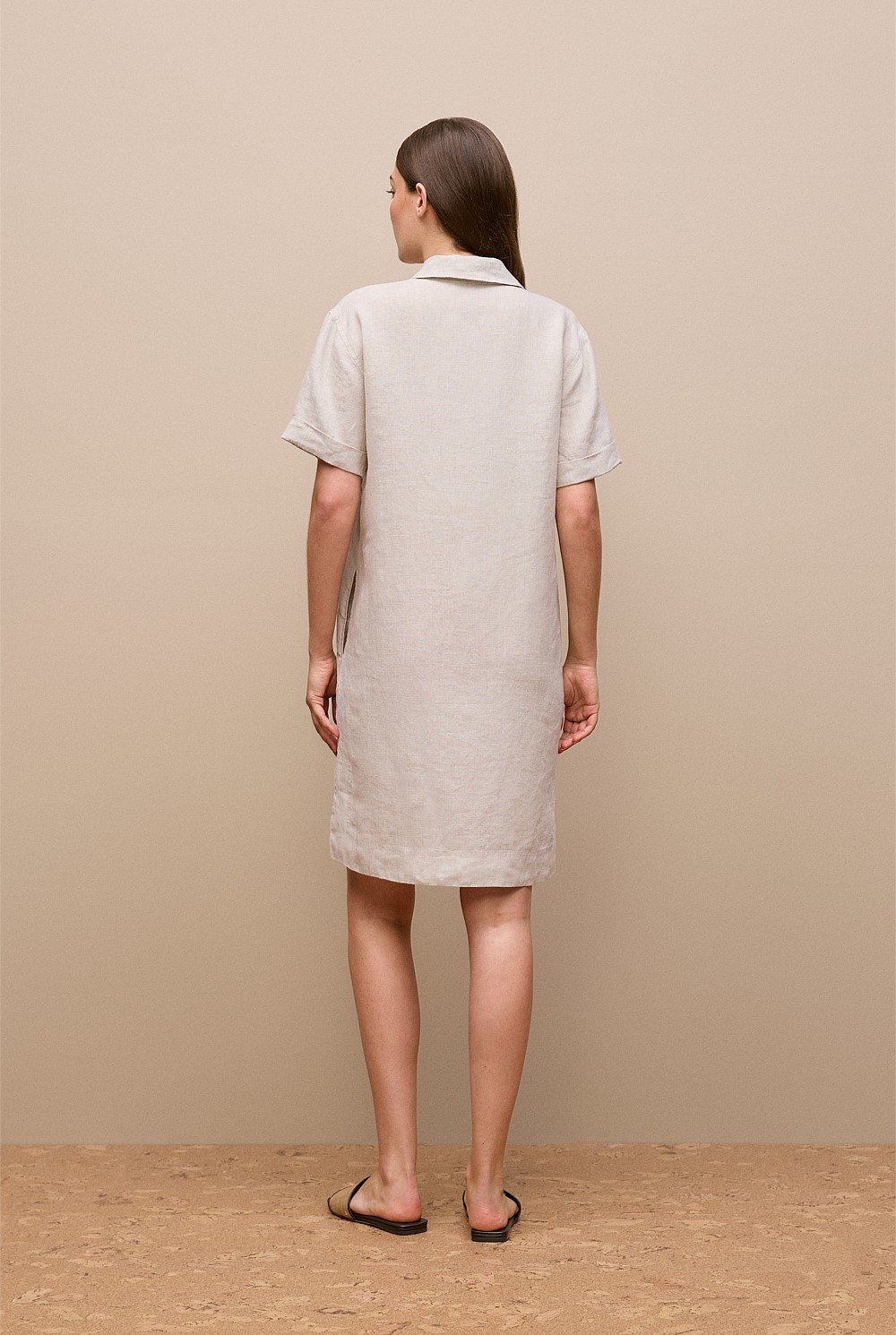 Flax Linen Popover Shift Dress - WOMEN Dresses | Trenery