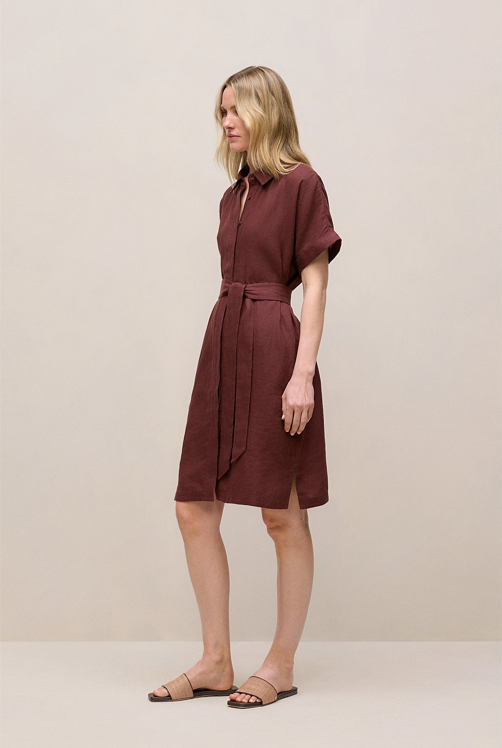brown linen shirt dress Audrey